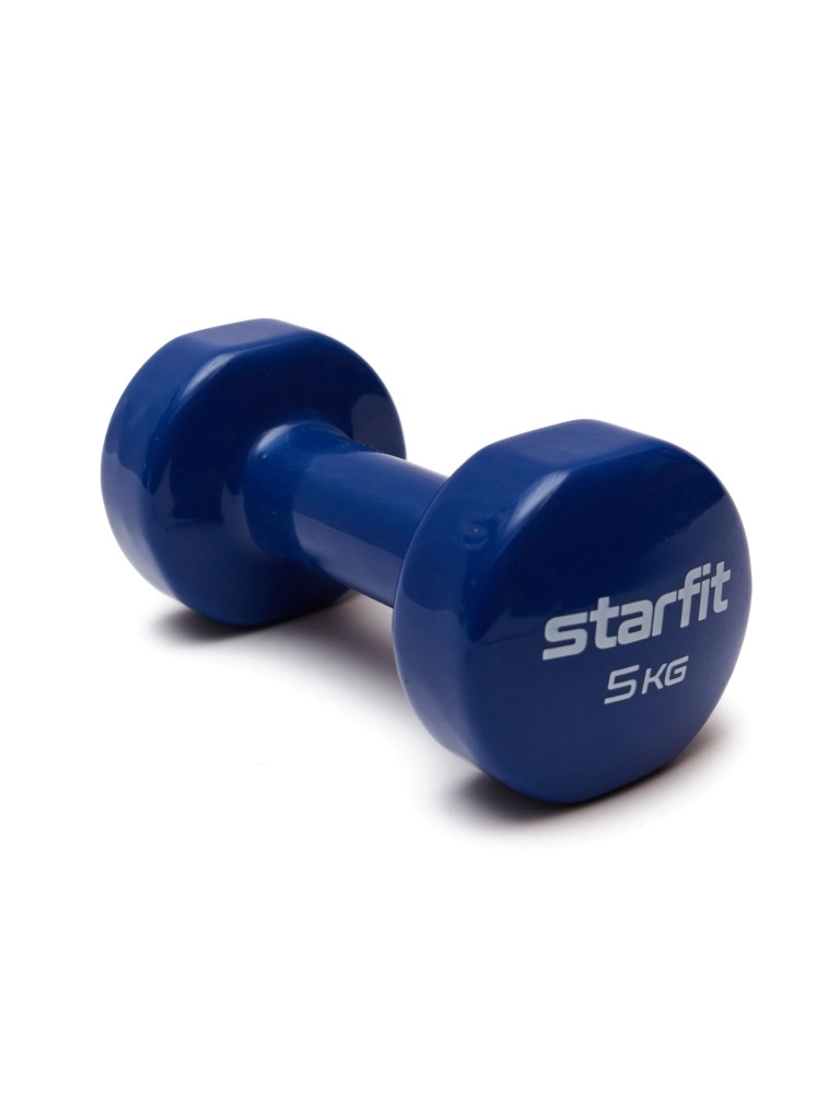 Гантель виниловая DB-101 5 кг, тёмно-синяя