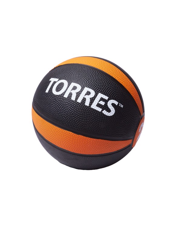 Медбол TORRES 2 кг, резина, диаметр 19,5 см, черно-оранжево-белый