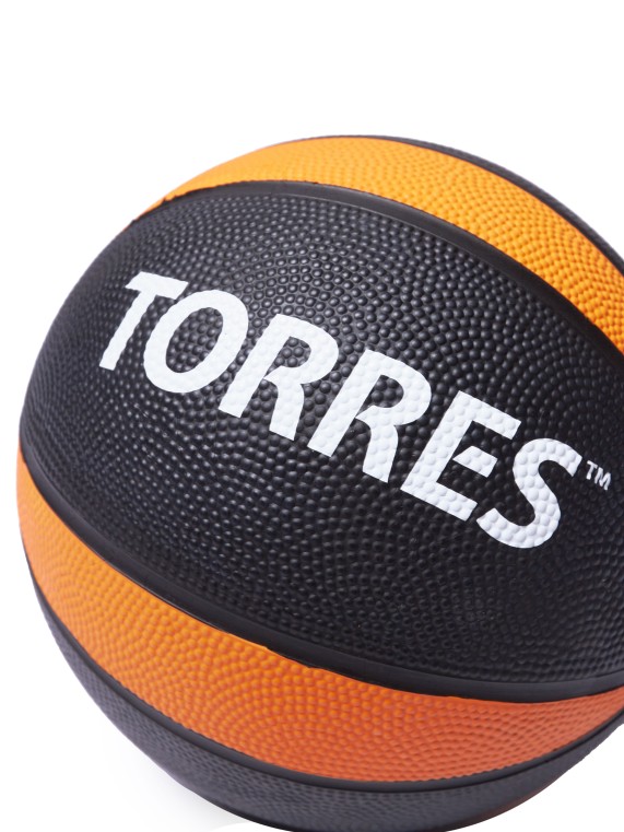 Медбол TORRES 2 кг, резина, диаметр 19,5 см, черно-оранжево-белый