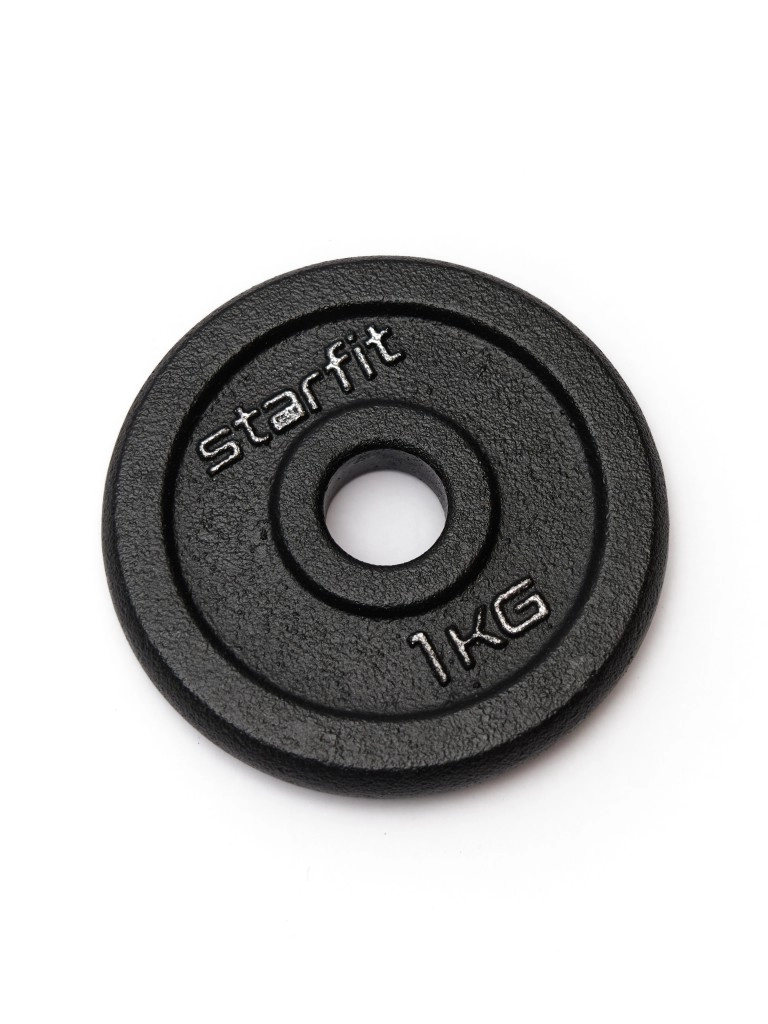 Диск чугунный STARFIT BB-204 1кг,d=26мм (черный)