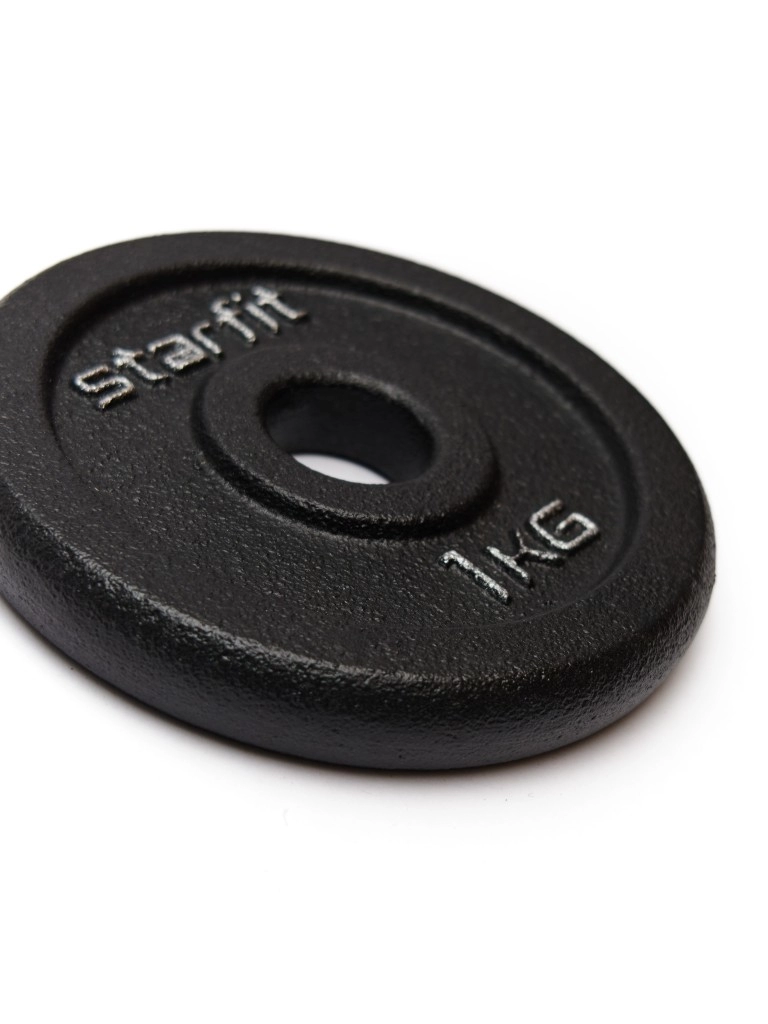 Диск чугунный STARFIT BB-204 1кг,d=26мм (черный)