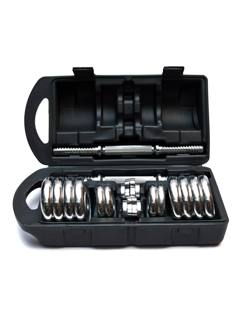 Гантели хромированные STARFIT BB-501, разборные, в чемодане (2 шт*7,5 кг)