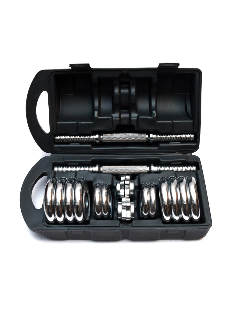 Гантели хромированные STARFIT BB-501, разборные, в чемодане (2 шт*7,5 кг)