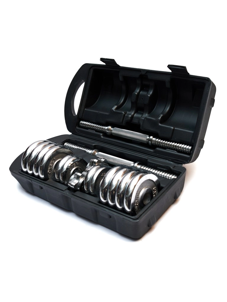 Гантели хромированные STARFIT BB-501, разборные, в чемодане (2 шт*7,5 кг)