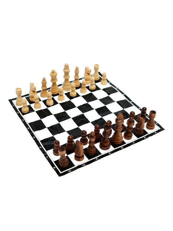 Набор шахматных фигур с мягкой доской  (дерево) CHESS