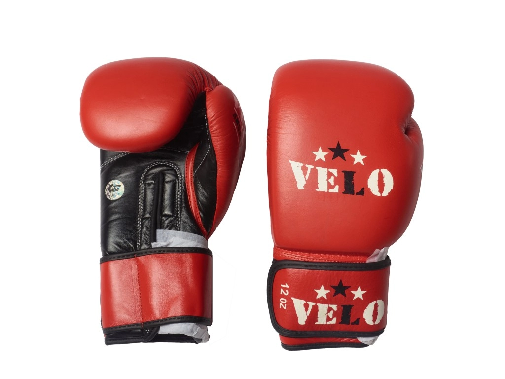 Перчатки боксёрские VELO, AIBA, кожа, 12 унций, красные