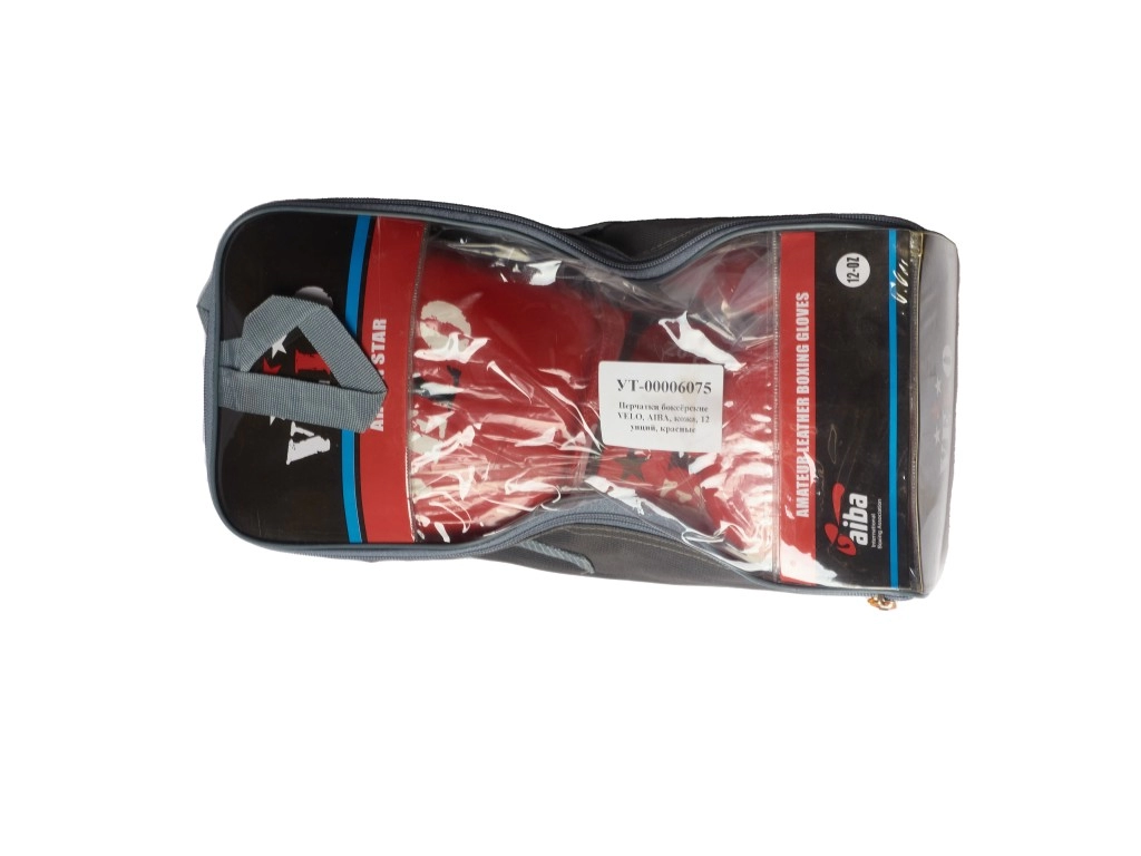 Перчатки боксёрские VELO, AIBA, кожа, 12 унций, красные