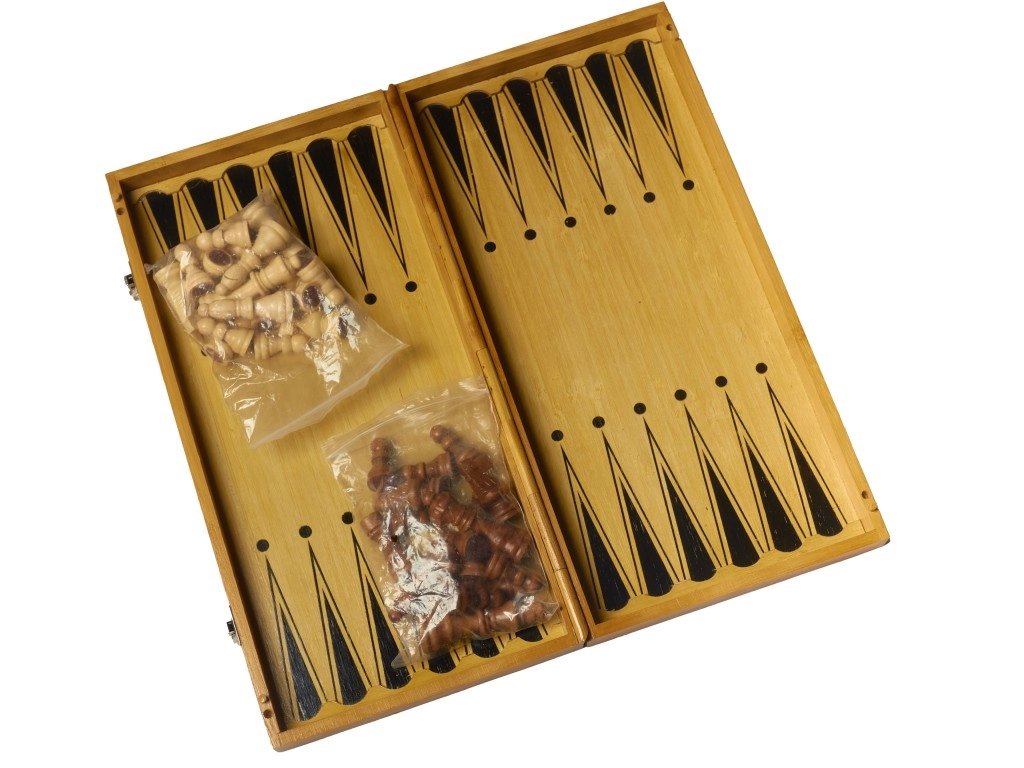 Игровой набор шахматы, нарды, шашки (большой), фигуры дерево