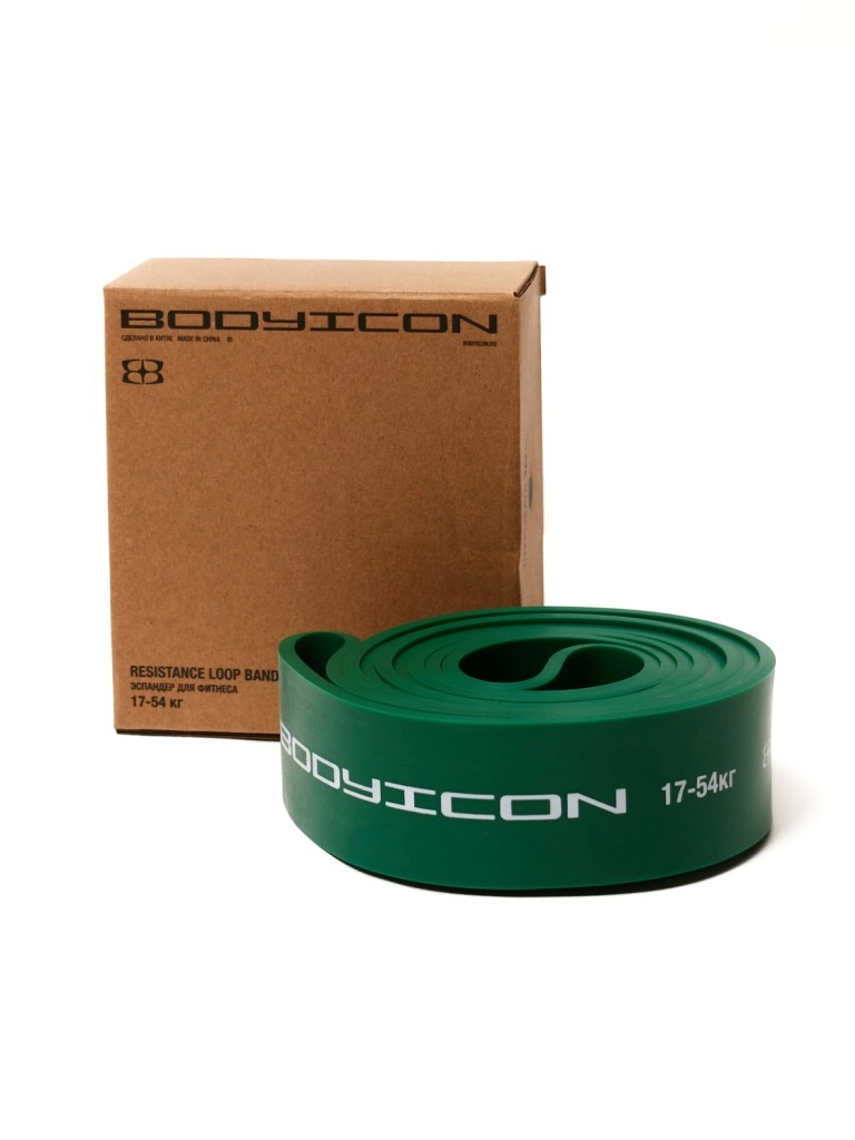 Эспандер ленточный BODY ICON 17-54 кг зелёный (длин.- 208 см, шир.- 6,4 см, толщ.- 0,45 см)