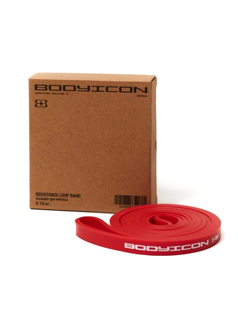 Эспандер ленточный BODY ICON 2-15 кг красный (длин.- 208 см, шир.- 1,3 см, толщ.- 0,45 см)