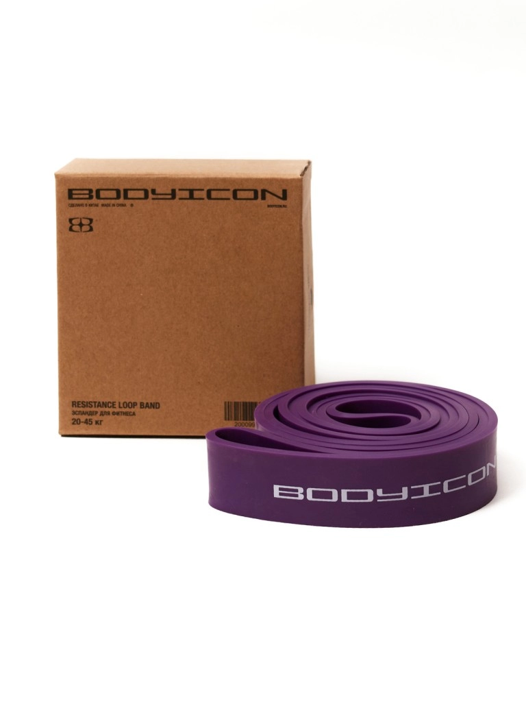Эспандер ленточный BODY ICON 20-45 кг фиолетовый (длин.- 208 см, шир.- 3 см, толщ.- 0,45 см)
