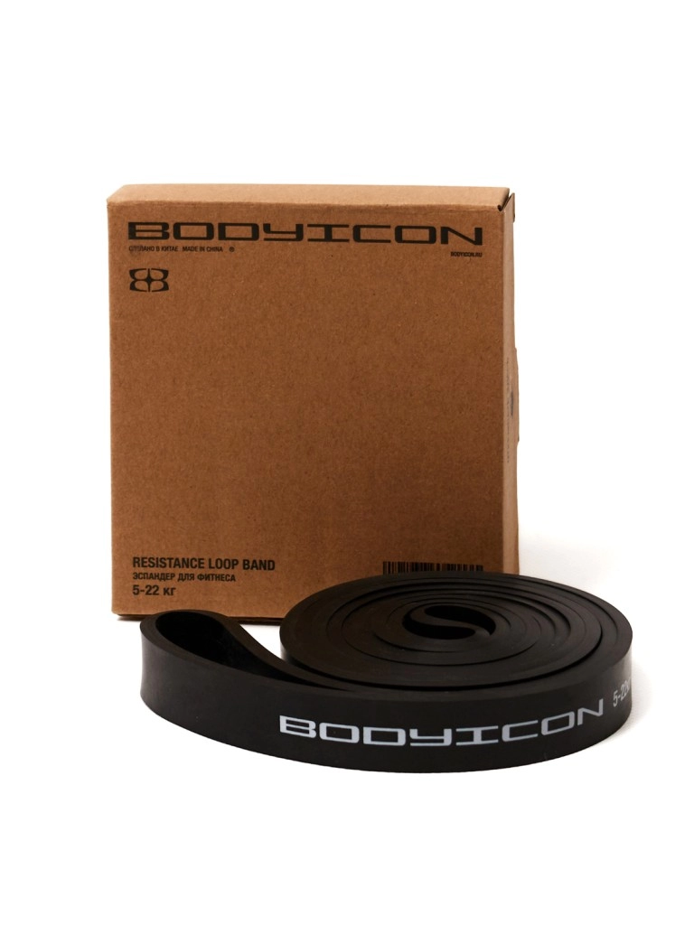 Эспандер ленточный BODY ICON 5-22 кг чёрный (длин.- 208 см, шир.- 2,1 см, толщ.- 0,45 см)